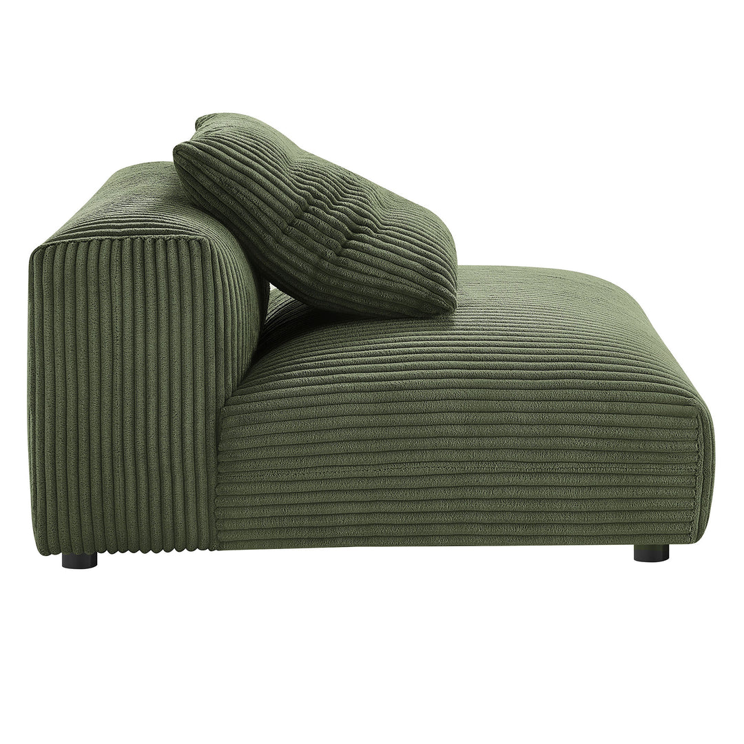 Solace Modular Corduroy Upholstered Armless Chair in Fern