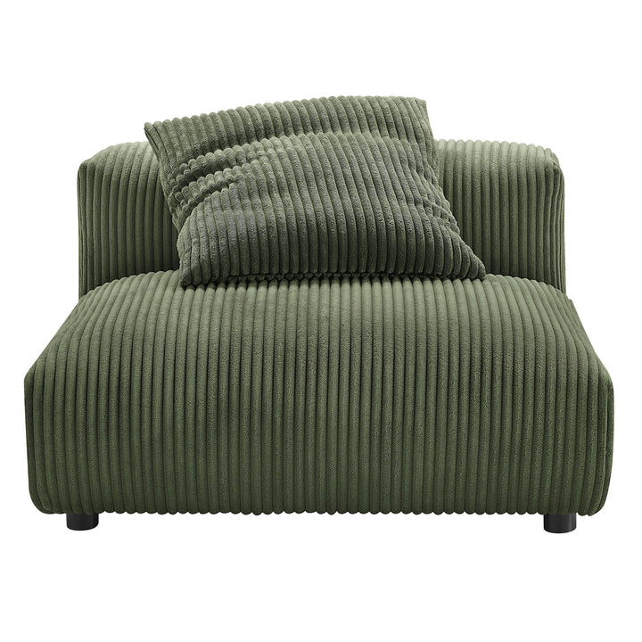 Solace Modular Corduroy Upholstered Armless Chair in Fern
