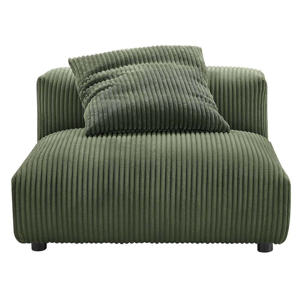 Solace Modular Corduroy Upholstered Armless Chair in Fern
