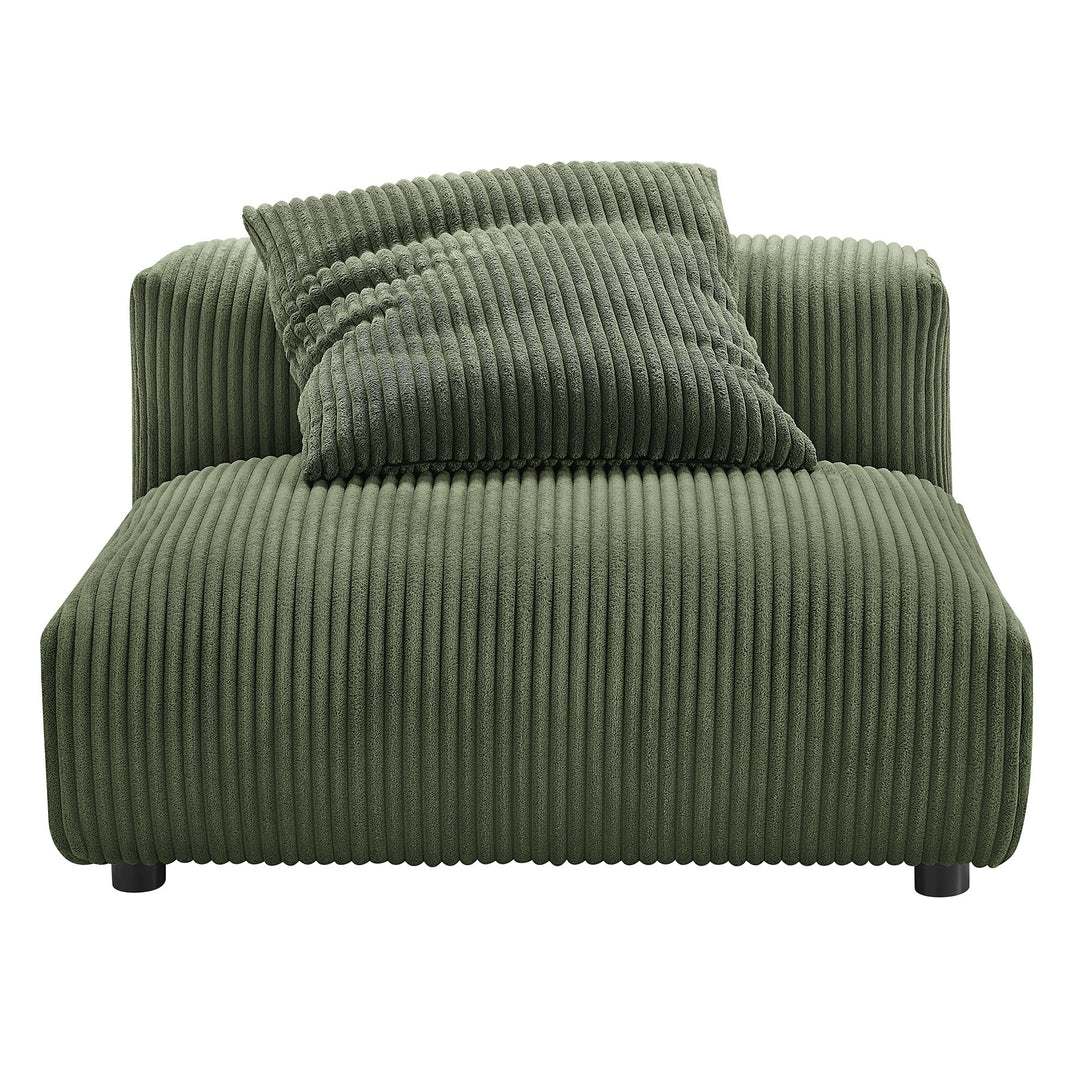 Solace Modular Corduroy Upholstered Armless Chair in Fern