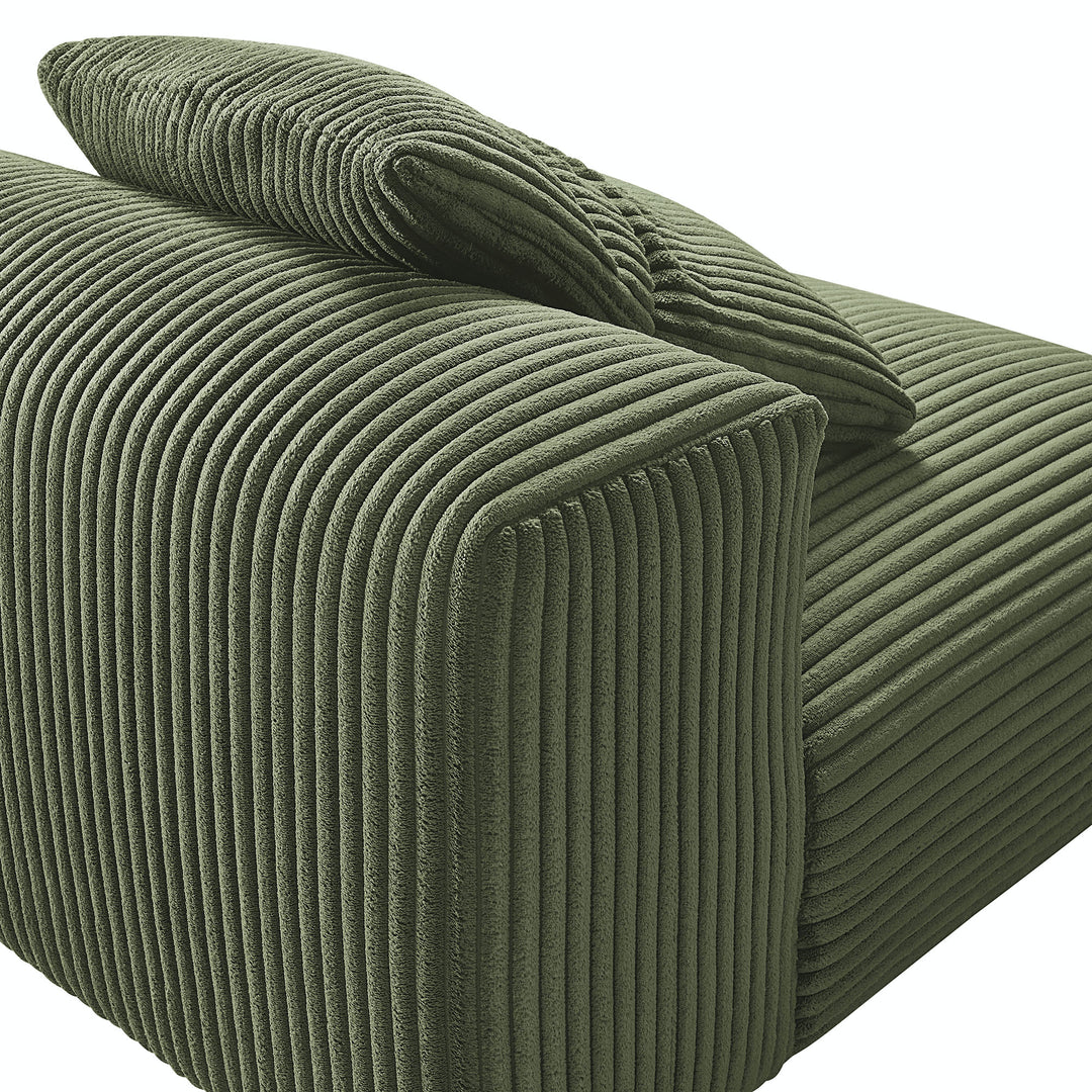 Solace Modular Corduroy Upholstered Armless Chair in Fern