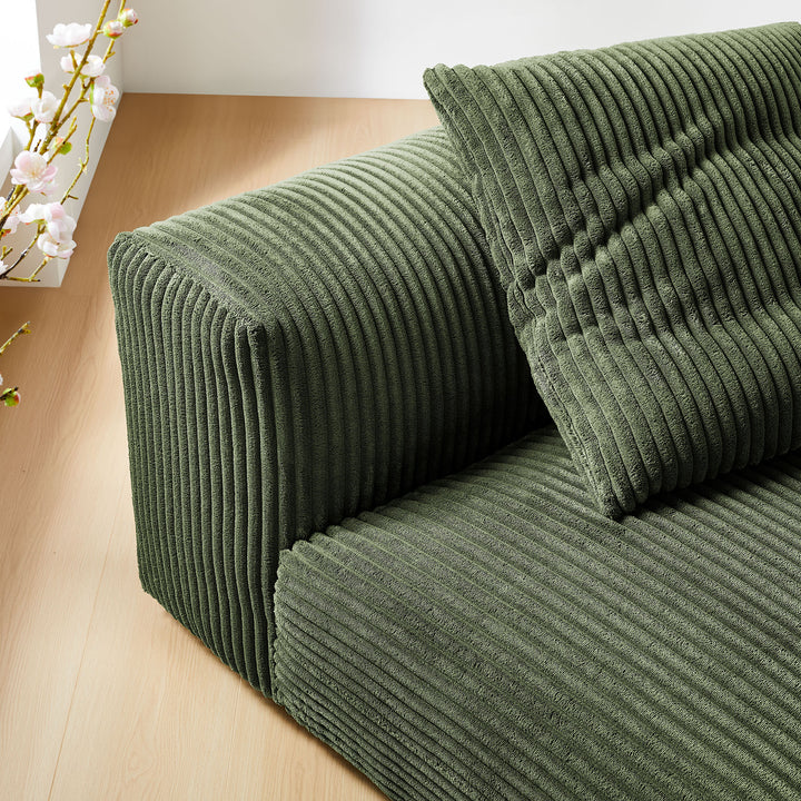 Solace Modular Corduroy Upholstered Armless Chair in Fern