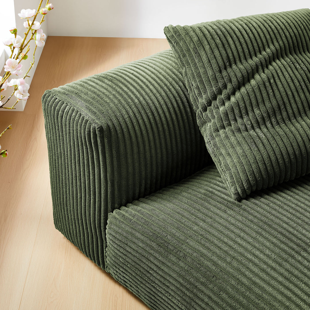 Solace Modular Corduroy Upholstered Armless Chair in Fern
