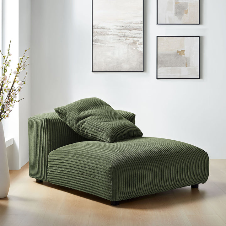 Solace Modular Corduroy Upholstered Armless Chair in Fern