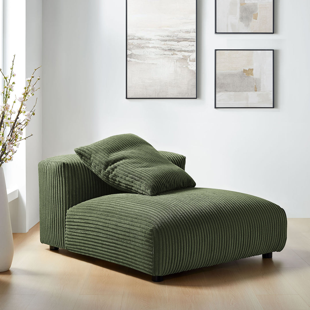 Solace Modular Corduroy Upholstered Armless Chair in Fern