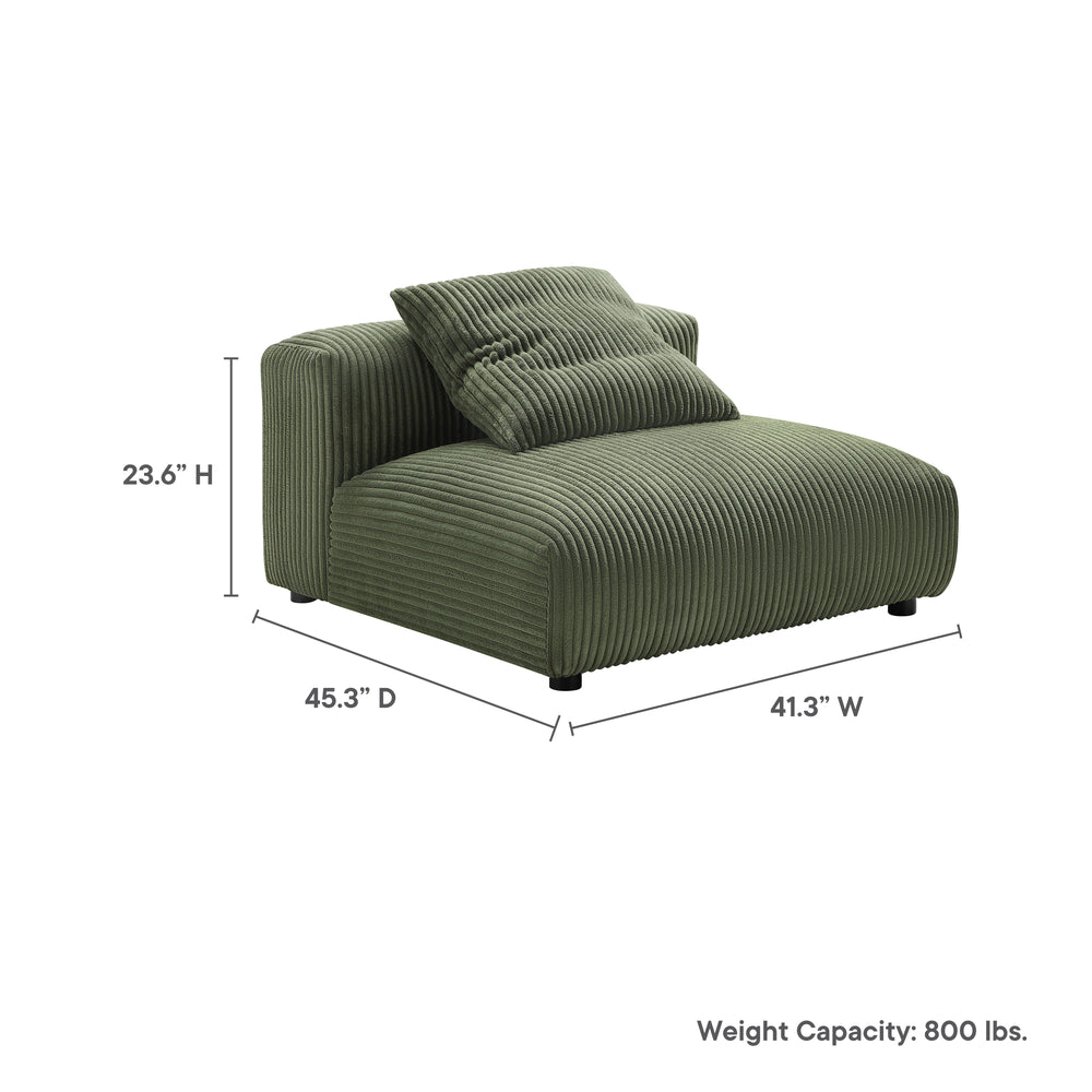 Solace Modular Corduroy Upholstered Armless Chair in Fern