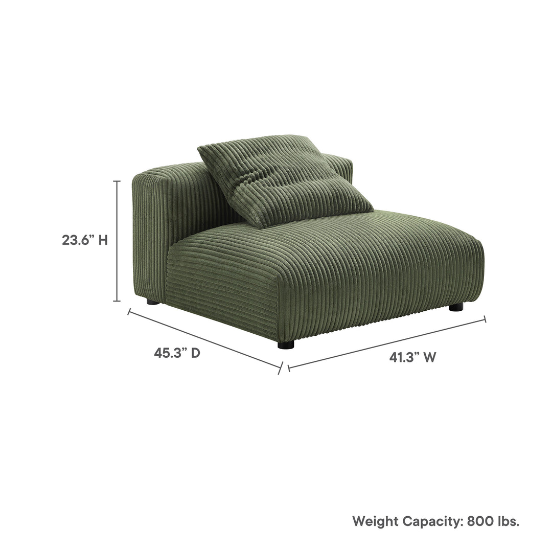 Solace Modular Corduroy Upholstered Armless Chair in Fern