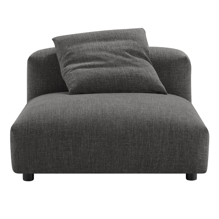 Solace Modular Upholstered Fabric Armless Chair and Ottoman Set in Charcoal