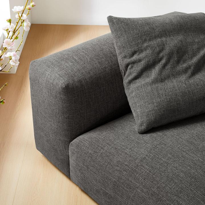 Solace Modular Upholstered Fabric Armless Chair in Charcoal