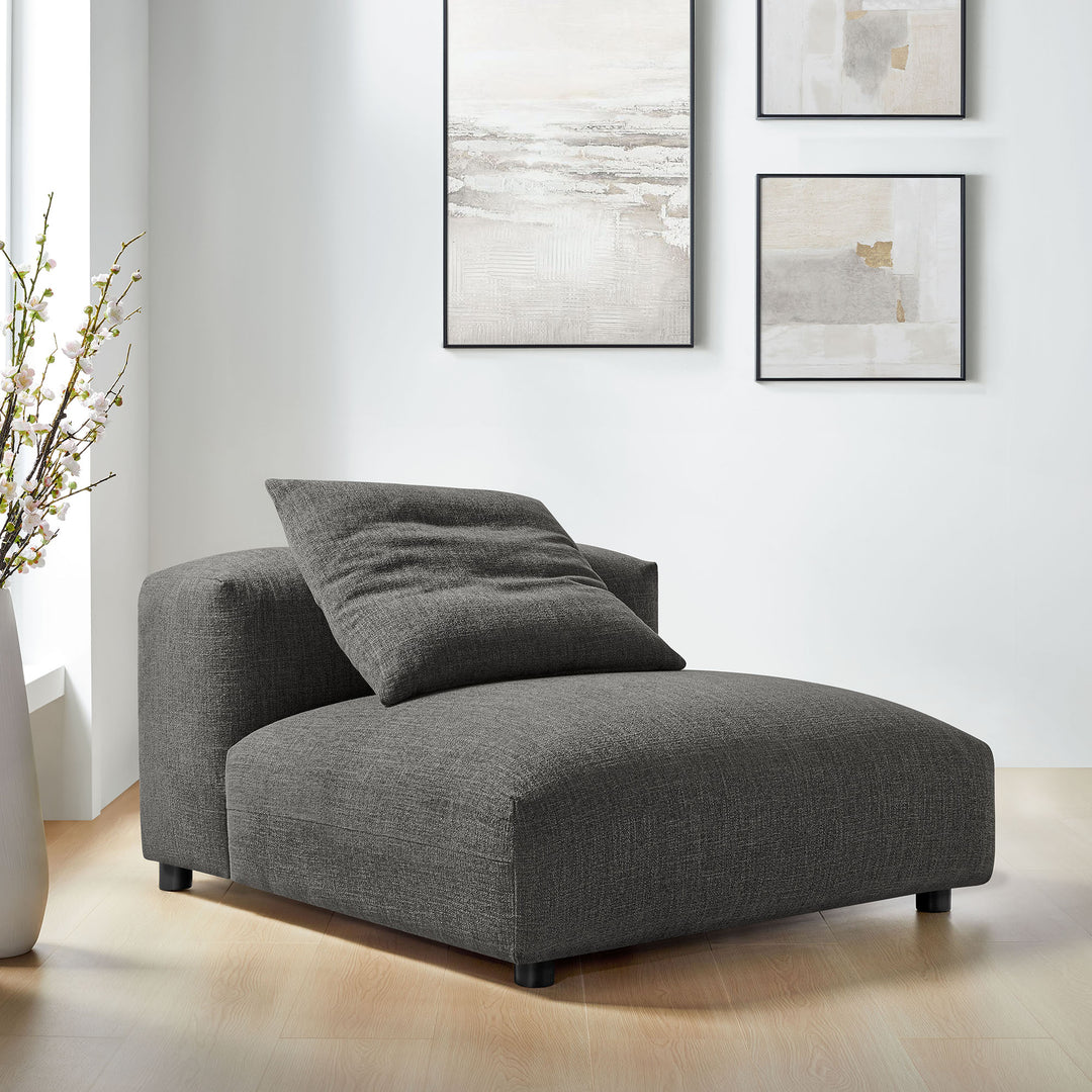 Solace Modular Upholstered Fabric Armless Chair in Charcoal