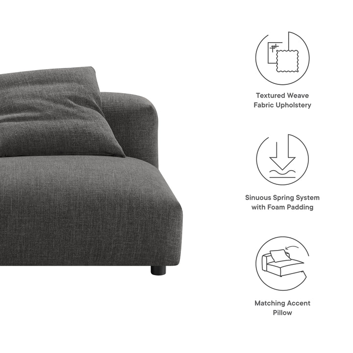 Solace Modular Upholstered Fabric Armless Chair in Charcoal