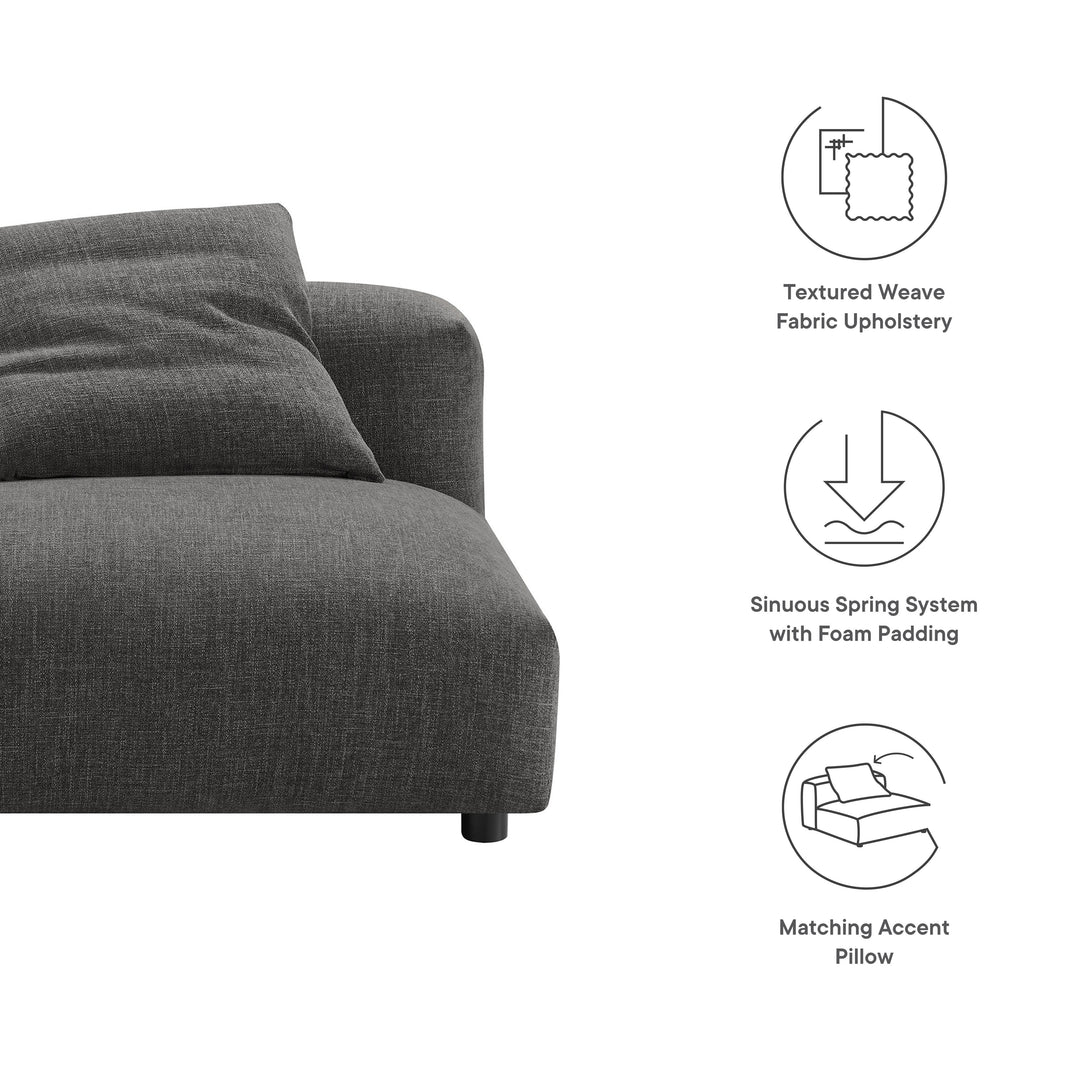 Solace Modular Upholstered Fabric Armless Chair in Charcoal