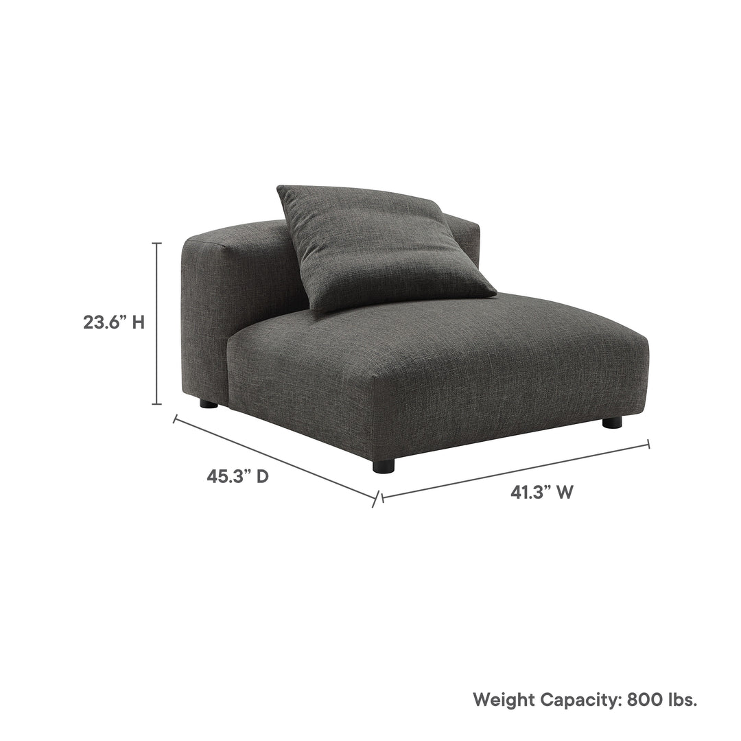 Solace Modular Upholstered Fabric Armless Chair in Charcoal