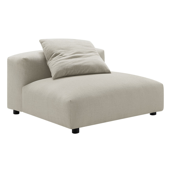 Solace Modular Upholstered Fabric Armless Chair and Ottoman Set in Linen
