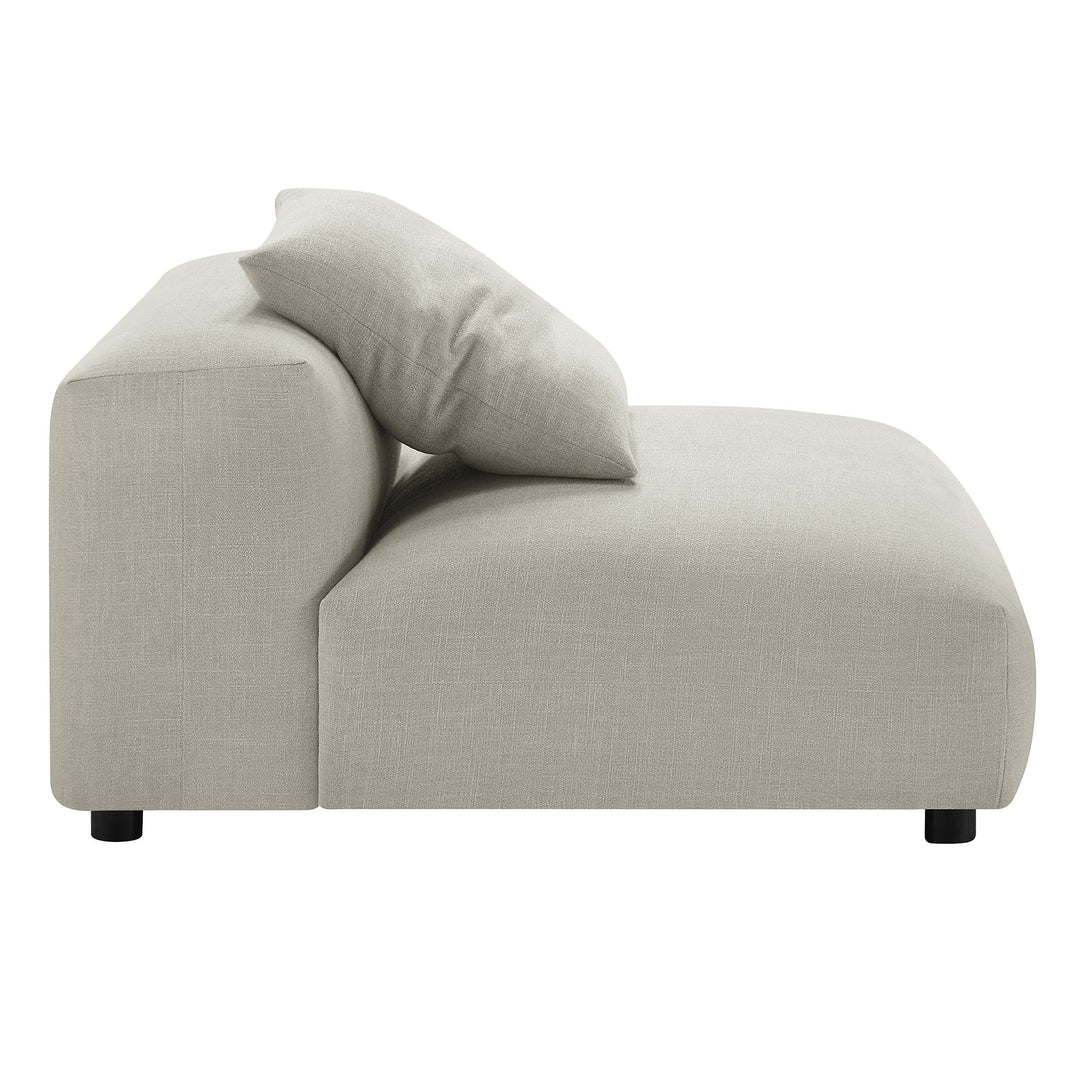 Solace Modular Upholstered Fabric Armless Chair and Ottoman Set in Linen