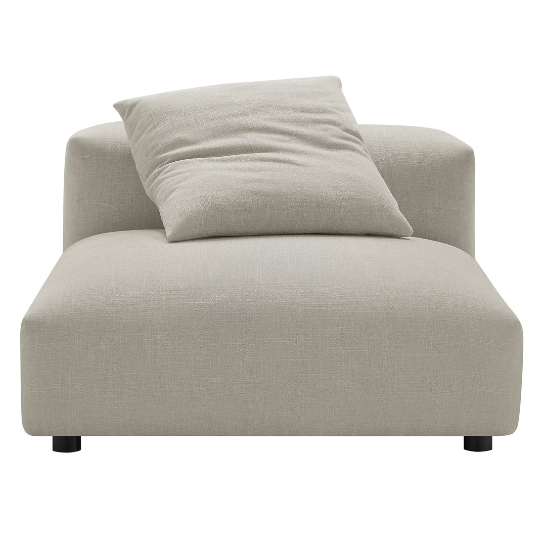 Solace Modular Upholstered Fabric Armless Chair and Ottoman Set in Linen