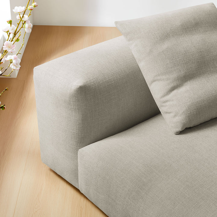Solace Modular Upholstered Fabric Armless Chair in Linen