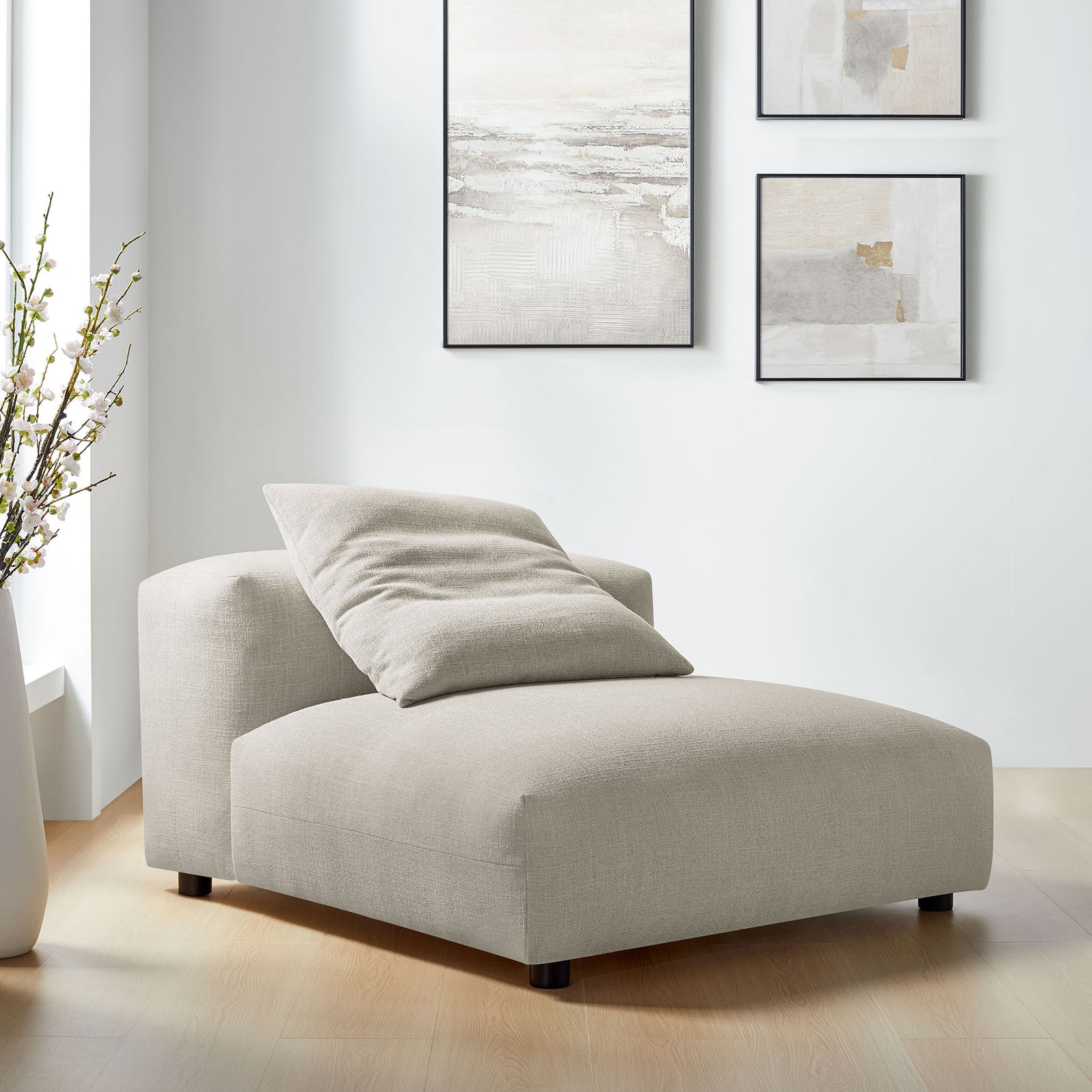 Solace Modular Upholstered Fabric Armless Chair in Linen