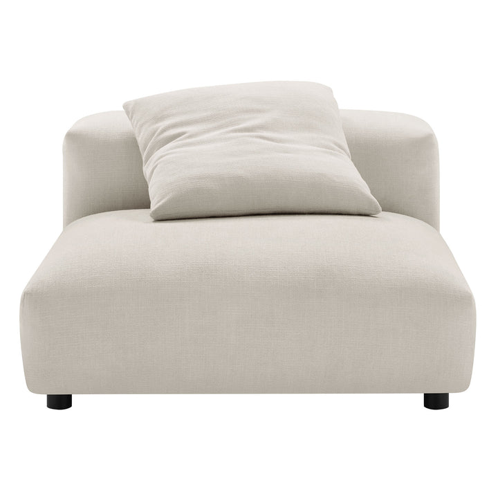 Solace Modular Upholstered Fabric Armless Chair and Ottoman Set in Salt