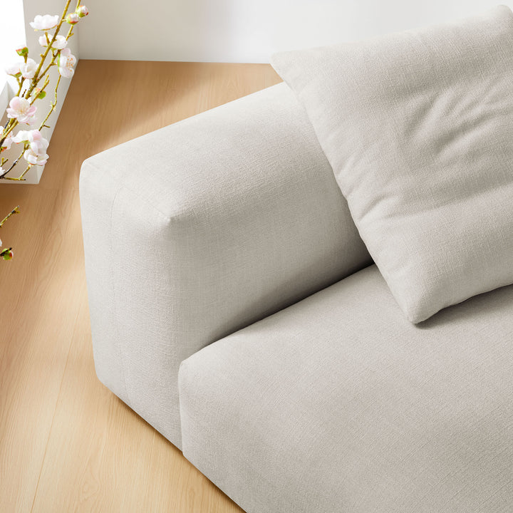 Solace Modular Upholstered Fabric Armless Chair in Salt