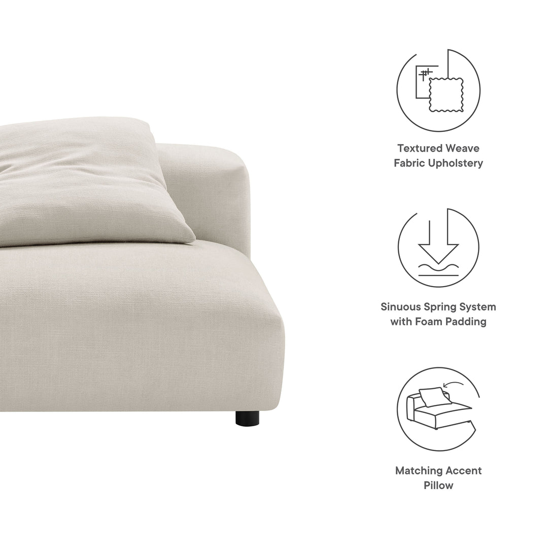 Solace Modular Upholstered Fabric Armless Chair in Salt