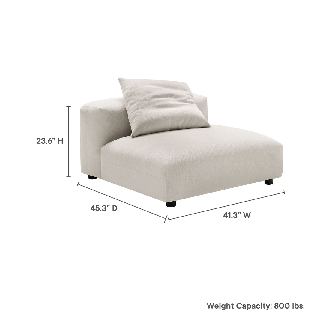 Solace Modular Upholstered Fabric Armless Chair in Salt