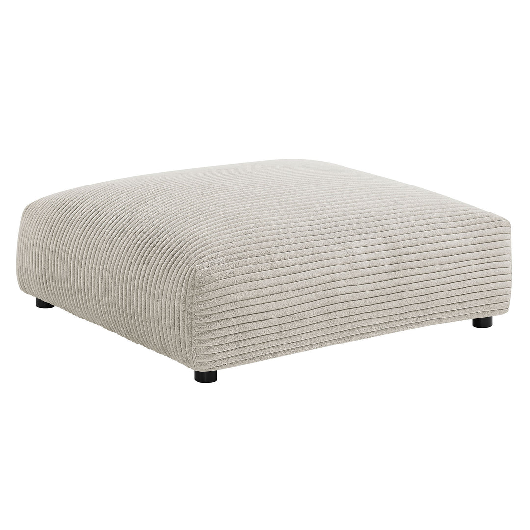 Solace Modular Corduroy Upholstered Armless Chair and Ottoman Set in Almond