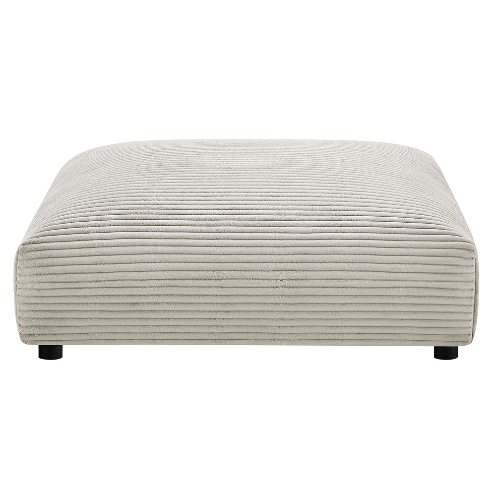 Solace Modular Corduroy Upholstered Armless Chair and Ottoman Set in Almond