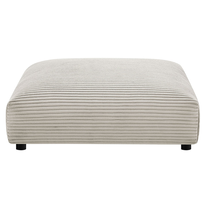 Solace Modular Corduroy Upholstered Armless Loveseat and Ottoman Set in Almond