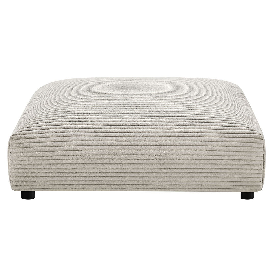 Solace Modular Corduroy Upholstered Armless Loveseat and Ottoman Set in Almond
