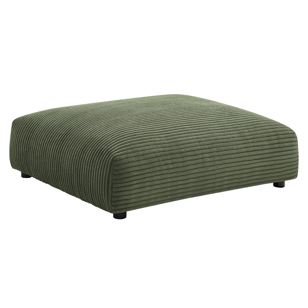 Solace Modular Corduroy Upholstered Armless Loveseat and Ottoman Set in Fern