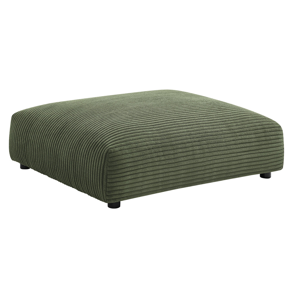 Solace Modular Corduroy Upholstered Armless Chair and Ottoman Set in Fern