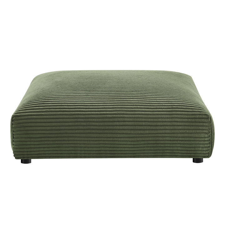 Solace Modular Corduroy Upholstered Armless Chair and Ottoman Set in Fern