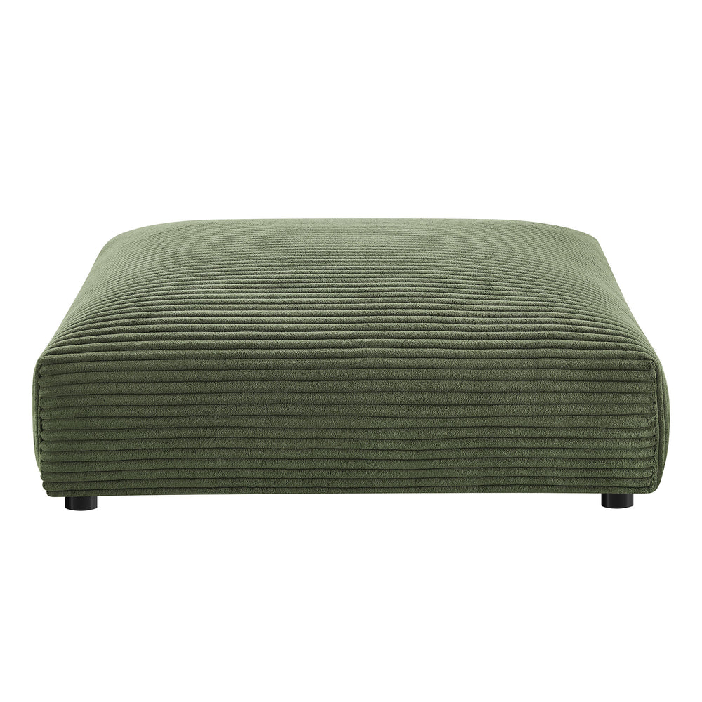 Solace Modular Corduroy Upholstered Armless Chair and Ottoman Set in Fern