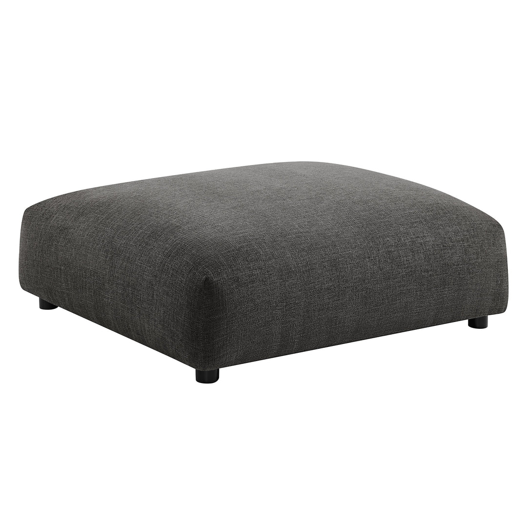 Solace Modular Upholstered Fabric Armless Chair and Ottoman Set in Charcoal