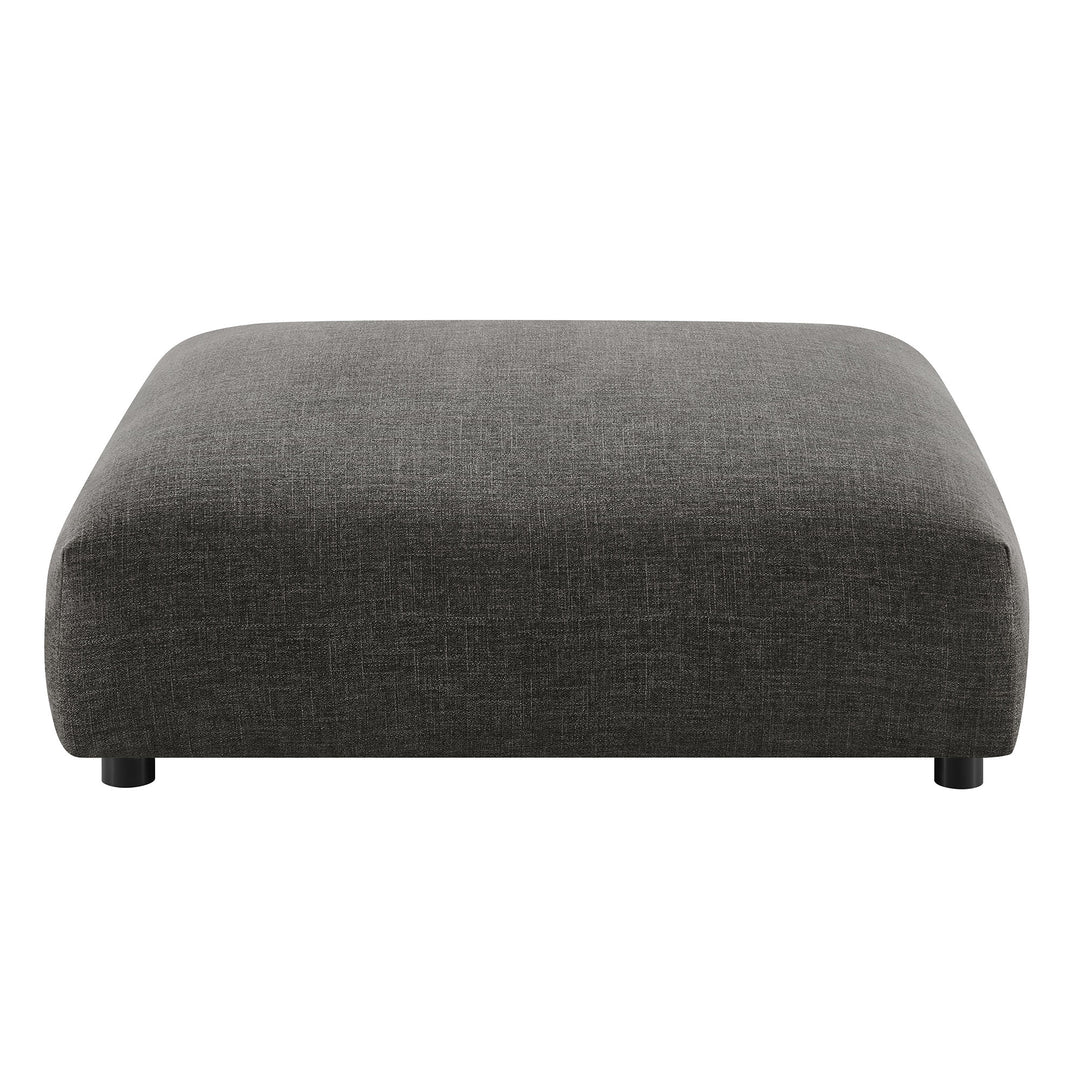 Solace Modular Upholstered Fabric Armless Chair and Ottoman Set in Charcoal