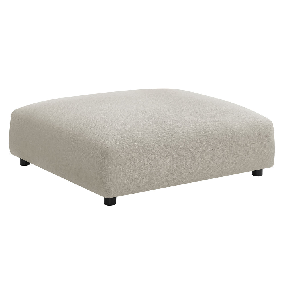 Solace Modular Upholstered Fabric Armless Chair and Ottoman Set in Linen