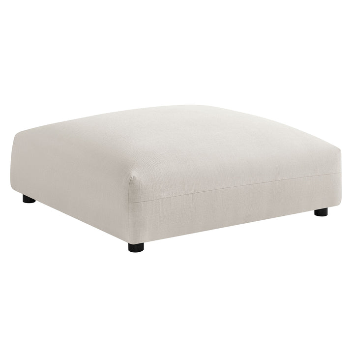 Solace Modular Upholstered Fabric Armless Chair and Ottoman Set in Salt