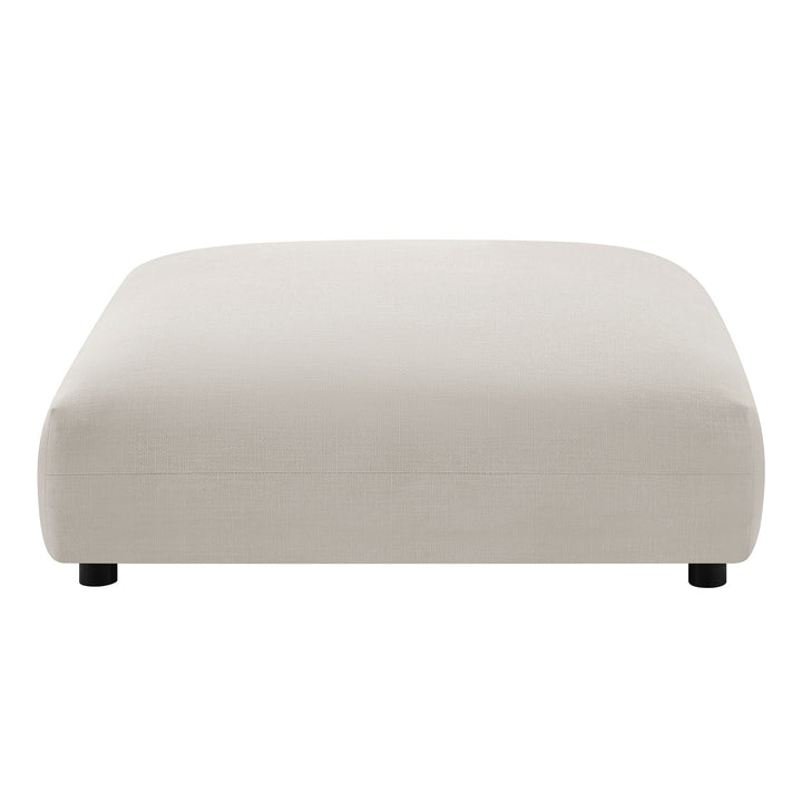 Solace Modular Upholstered Fabric Armless Loveseat and Ottoman Set in Salt
