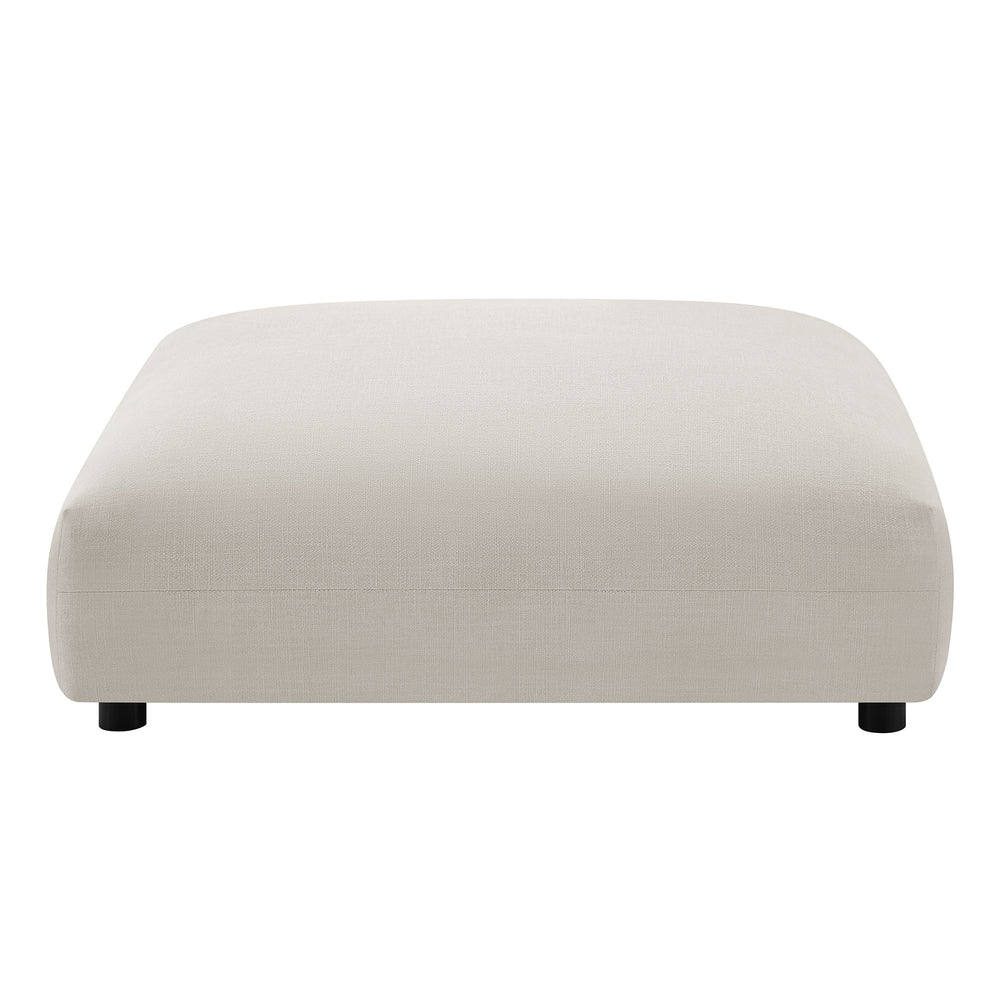 Solace Modular Upholstered Fabric Armless Chair and Ottoman Set in Salt