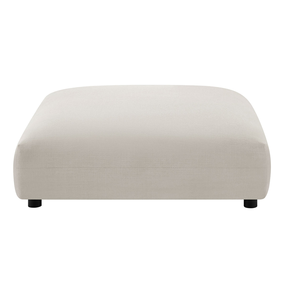 Solace Modular Upholstered Fabric Armless Chair and Ottoman Set in Salt