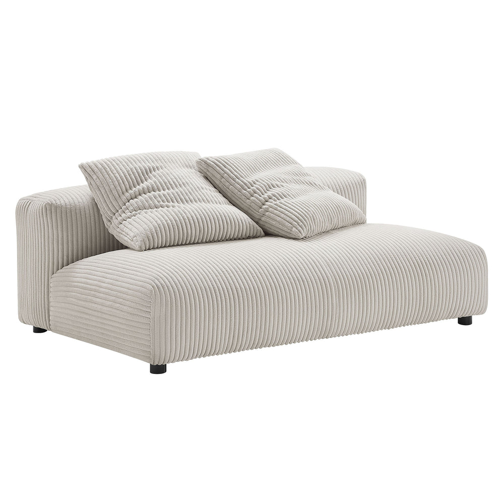Solace Modular Corduroy Upholstered Armless Loveseat in Almond