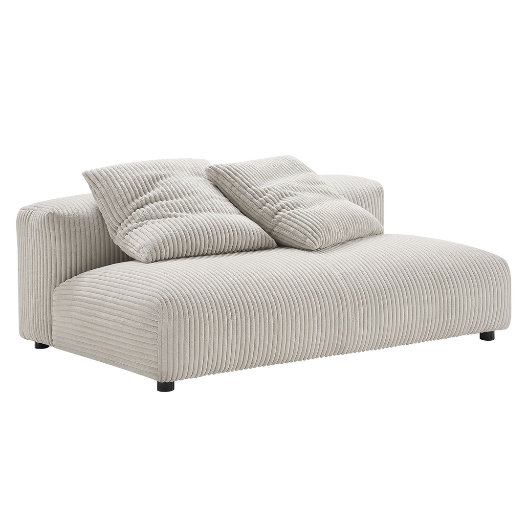 Solace Modular Corduroy Upholstered Armless Loveseat in Almond