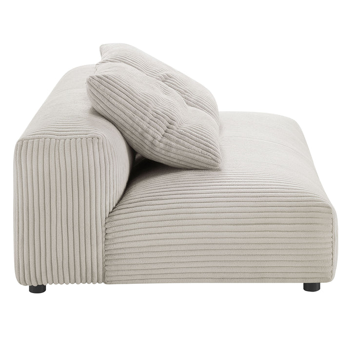 Solace Modular Corduroy Upholstered Armless Loveseat in Almond