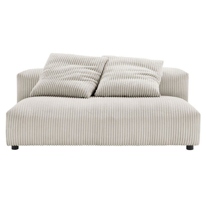 Solace Modular Corduroy Upholstered Armless Loveseat in Almond