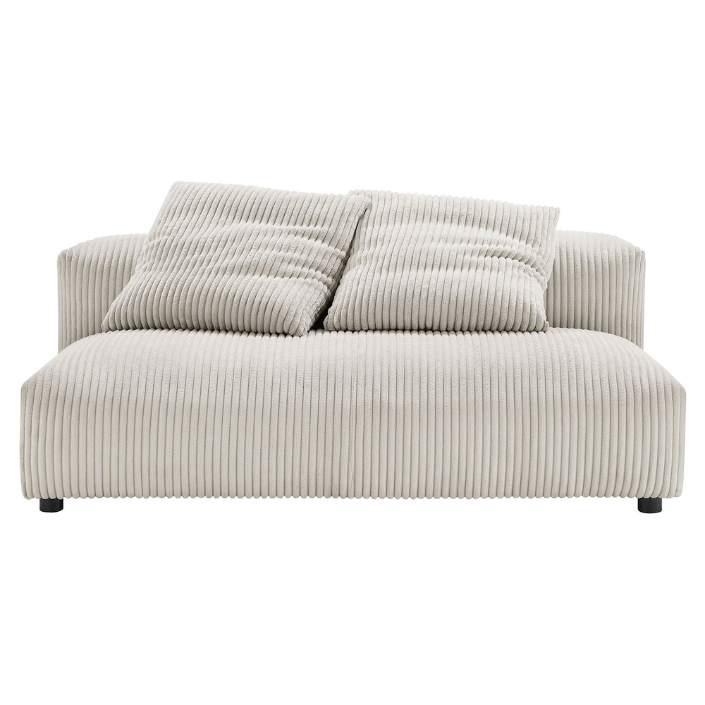 Solace Modular Corduroy Upholstered Armless Loveseat in Almond