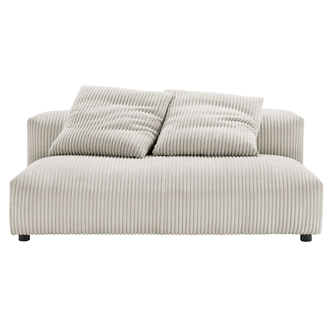 Solace Modular Corduroy Upholstered Armless Loveseat in Almond