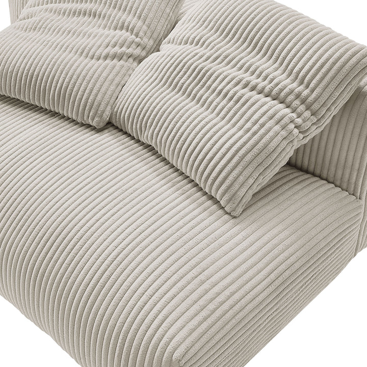Solace Modular Corduroy Upholstered Armless Loveseat in Almond