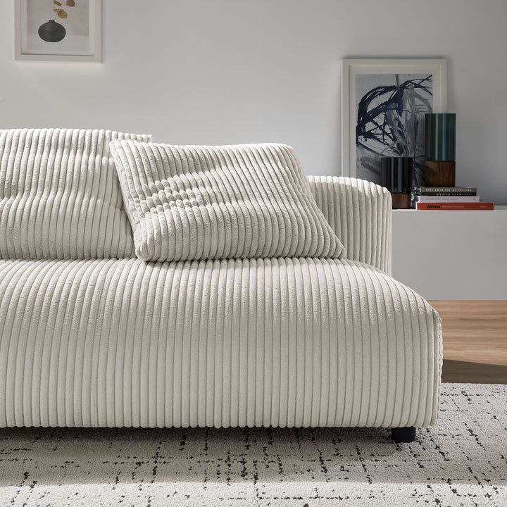 Solace Modular Corduroy Upholstered Armless Loveseat in Almond