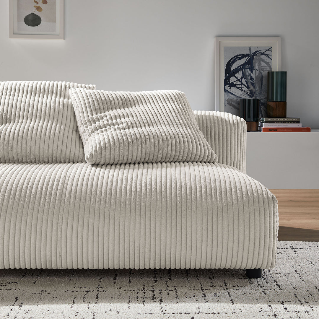 Solace Modular Corduroy Upholstered Armless Loveseat in Almond